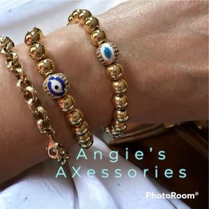 Gold beaded Evil Eye bracelet